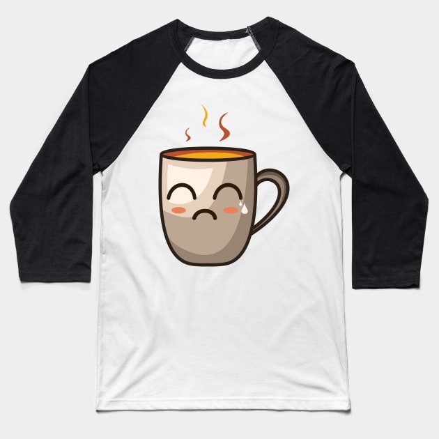 sad emoji coffe Baseball T-Shirt by Rizkydwi